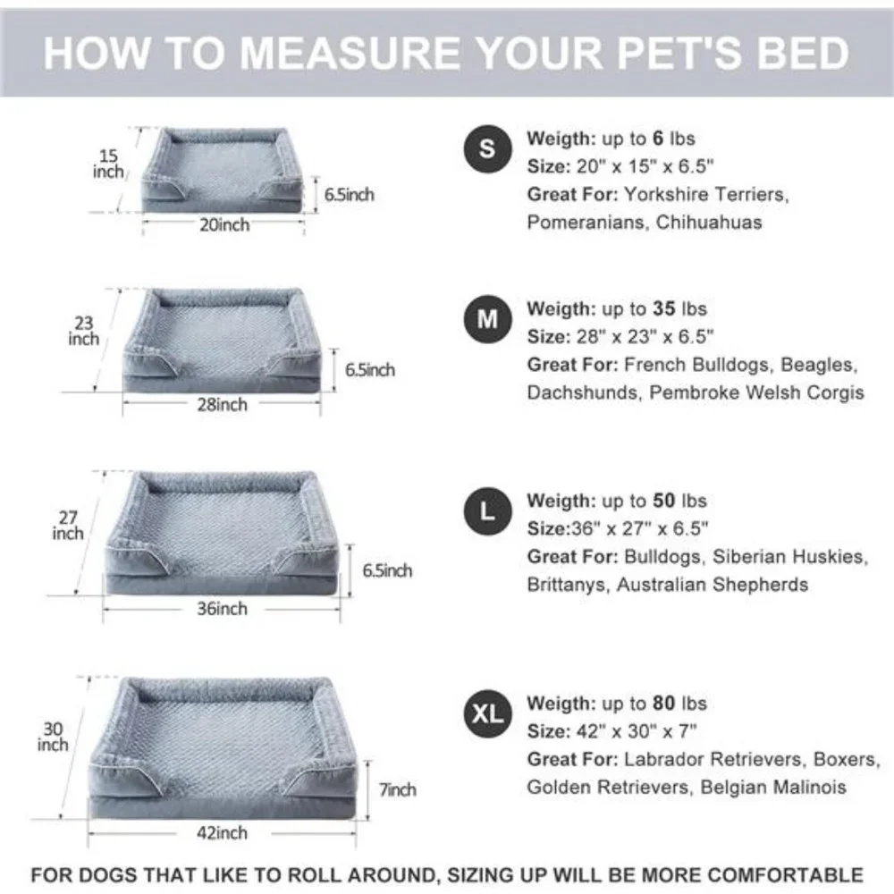 Washable Dog Bed with Waterproof Lining & Non-Skid Bottom, Orthopedic Dog Bed